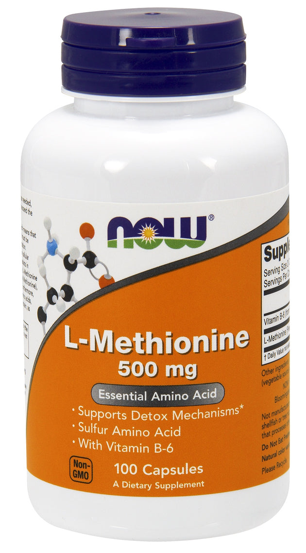 L-Methionine 500 mg, 100 Capsules , Brand_NOW Foods Form_Capsules Potency_500 mg Size_100 Caps