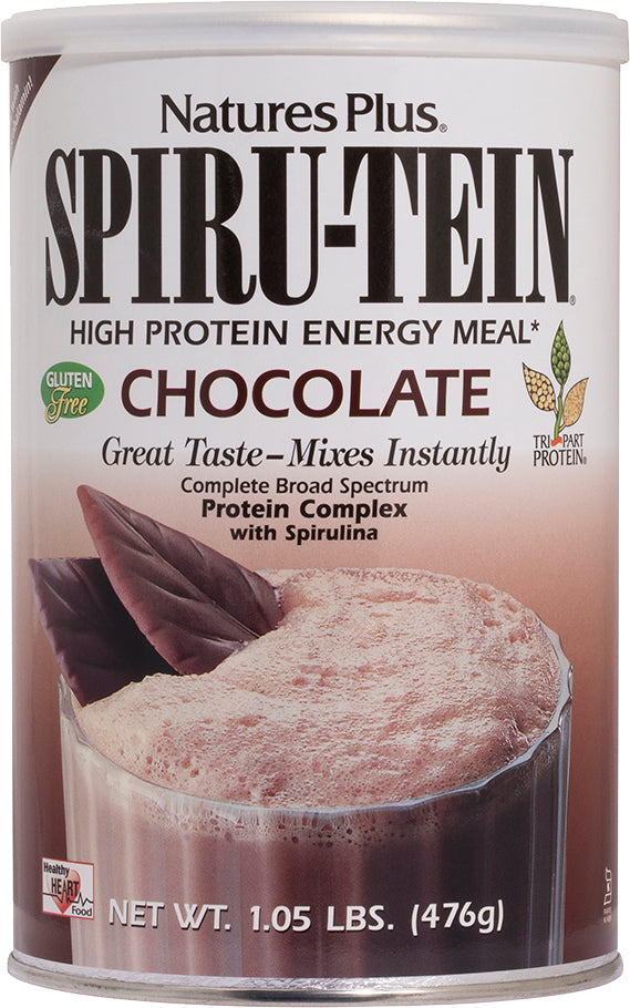 Spiru-Tein High Protein Energy Meal, Chocolate Flavor, 2.1 lb Powder , Brand_Nature's Plus Flavor_Chocolate Form_Powder Size_2.1 Lbs