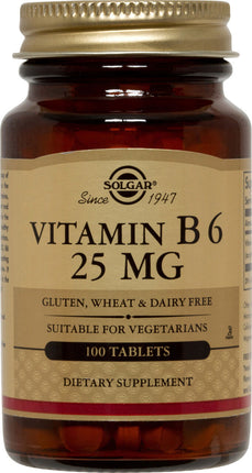 Vitamin B6, 25 mg, 100 Tablets , Brand_Solgar Form_Tablets Potency_25 mg Size_100 Tabs
