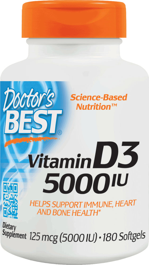 Vitamin D3 5000 IU, 180 Softgels , Brand_Doctor's Best Form_Softgels Size_180 Softgels
