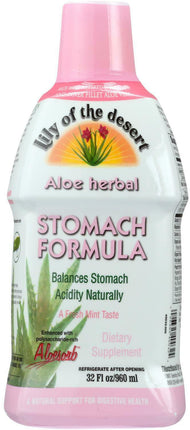 Aloe Herbal Stomach Formula, Fresh Mint Flavor, 32 Fl Oz (960 mL) Liquid , Brand_Lily of the Desert Flavor_Mint Form_Liquid Size_32 Fl Oz