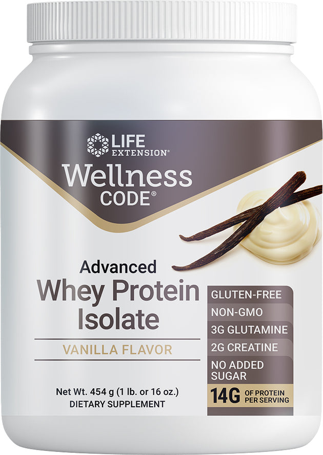 Wellness Code® Advanced Whey Protein Isolate, Vanilla Flavor, 454 g Powder ,
