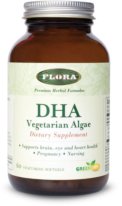 DHA Vegetarian Algae, 60 Capsules , Brand_Flora Form_Capsules Size_60 Caps