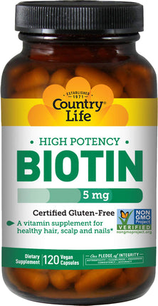 High Potency Biotin 5 mg, 120 Vegan Capsules