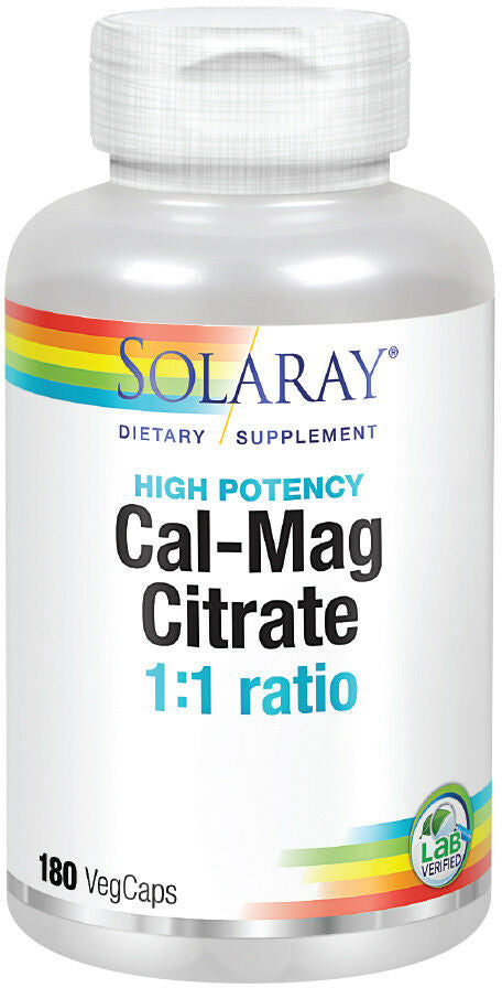 Cal-Mag Citrate 1:1 ratio, 180 Capsules , Brand_Solaray Form_Capsules Size_180 Caps