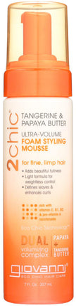 2chic® Tangerine & Papaya Butter Ultra-Volume Foam Styling Mouse, 7 Fl Oz (207 mL) Foam , Brand_Giovanni Form_Foam Gel Size_7 Fl Oz
