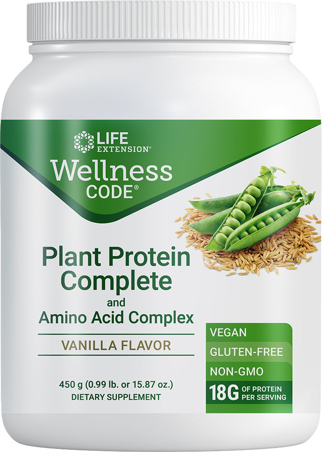 Wellness Code® Plant Protein Complete & Amino Acid Complex (Vanilla), 450 g Powder ,