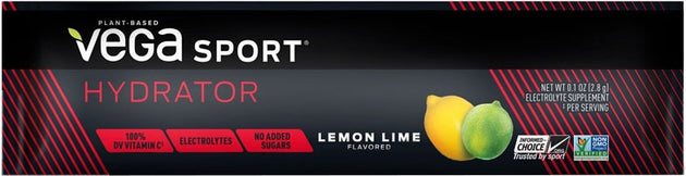 Vega Sport® Electrolyte Hydrator, Lemon Lime Flavor, 0.13 oz, 30 Count , Brand_Vega Flavor_Lemon Lime Form_Powder Size_0.13 Oz