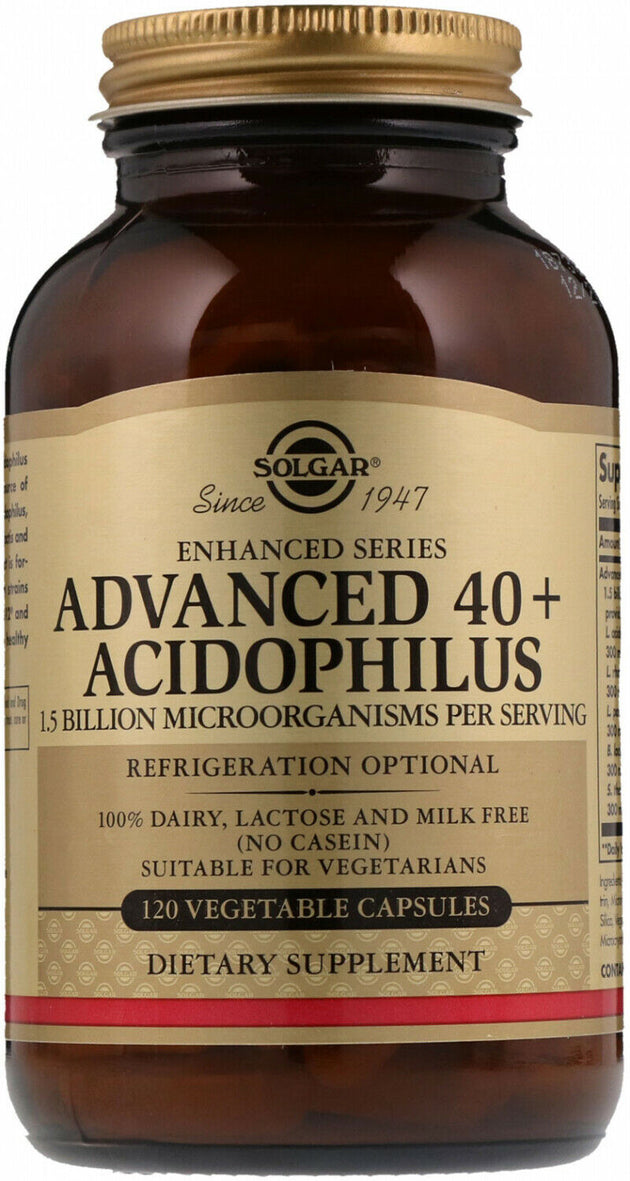 Advanced 40+ Acidophilus, 120 Vegetable Capsules , Brand_Solgar Form_Vegetable Capsules Size_120 Caps
