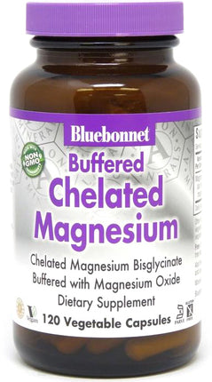 Buffered Chelated Magnesium, 120 Vegetable Capsules , Brand_Bluebonnet Flavor_Unflavored Potency_200 mg Size_120 Caps