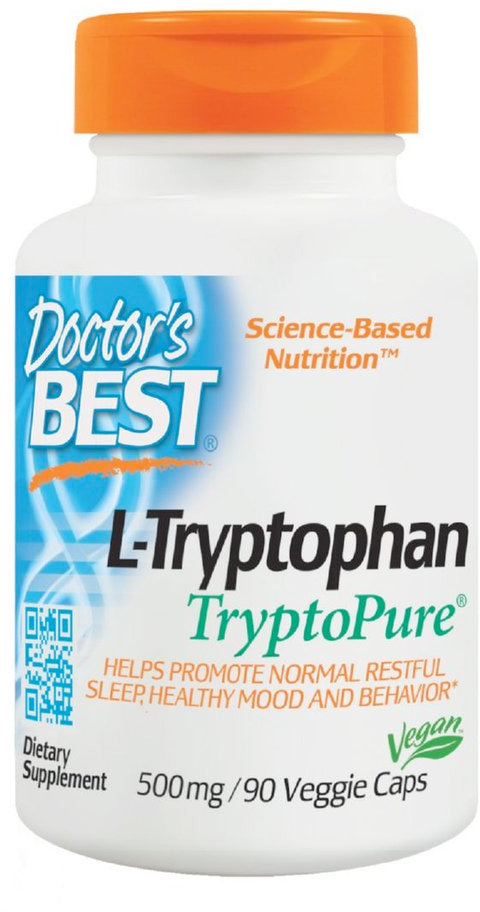 L-Tryptophan TryptoPure®, 500 mg, 90 Vegetarian Capsules , Brand_Doctor's Best Form_Vegetarian Capsules Potency_500 mg Size_90 Caps