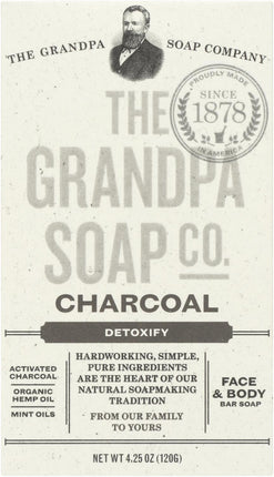 Charcoal Detoxify Face & Body Bar Soap, 4.25 Oz (120 g) Bar , Brand_Grandpa Soap Company Form_Bar Size_4.25 Oz