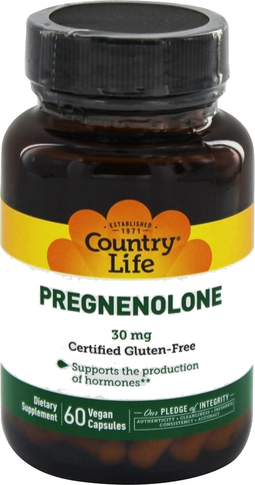 Pregnenolone, 30 mg, 60 Vegetarian Capsules , Brand_Country Life Form_Vegetarian Capsules Potency_30 mg Size_60 Caps