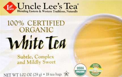 Organic White Tea, 18 Tea Bags , Brand_Uncle Lee's Tea Form_Tea Bags Size_18 Count