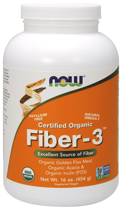 Fiber-3, Organic, 16 oz. , Brand_NOW Foods Form_Powder Size_16 Oz