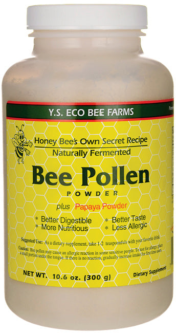 Bee Pollen Powder plus Papaya Powder, 10.6 Oz (300 g) , Brand_Ys Oganic Bee Farm Form_Powder Size_10 Oz