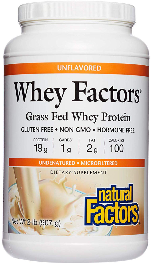 Whey Factors® Grass Fed Whey Protein, Unflavored, 2 lbs (907 g) Powder , Brand_Natural Factors Form_Powder Size_2 Lbs
