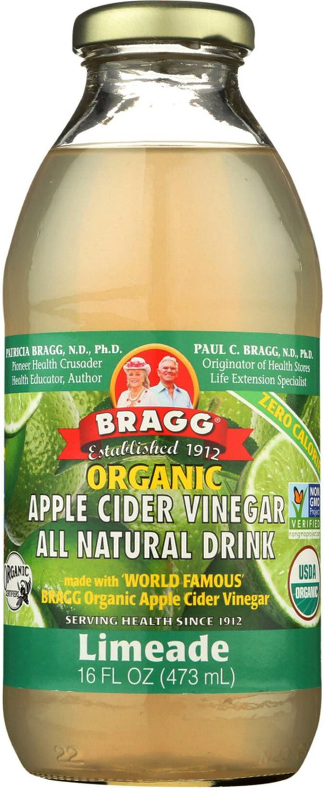 Organic Apple Cider Vinegar All Natural Drink, Limeade Flavor, 16 Fl Oz (473 mL) Liquid , Brand_Bragg Flavor_Lemon Lime Form_Liquid Size_16 Oz