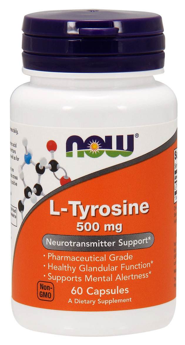 L-Tyrosine 500 mg, 60 Capsules , Brand_NOW Foods Form_Capsules Potency_500 mg Size_60 Caps