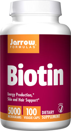 Biotin, 5,000 mcg, 100 Veggie Capsules , Brand_Jarrow Formulas Form_Veggie Caps Potency_5000 mcg Size_100 Caps