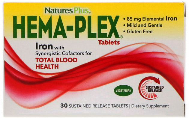 Hemaplex 85 mg, 30 Vegetarian Extended Release Tablets , Brand_Nature's Plus Form_Vegetarian Extended Release Tablets Potency_85 mg Size_30 Tabs