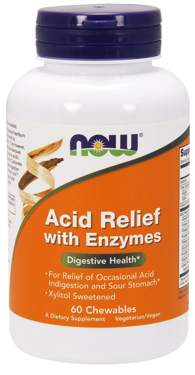 Acid Relief with Enzymes Chewables, 60 Chewables , Brand_NOW Foods Form_Chewables Size_60 Chewables