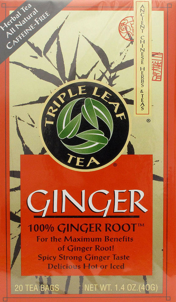100% Ginger Root™ Ginger Herbal Tea, 1.4 Oz (40 g) 20 Tea Bags , Brand_Triple Leaf Tea Form_Tea Bags Size_1.4 Oz