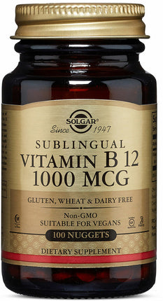 Sublingual Vitamin B 12, 1000 mcg, 100 Nuggets , Brand_Solgar Form_Nuggets Potency_1000 mcg Size_100 Count