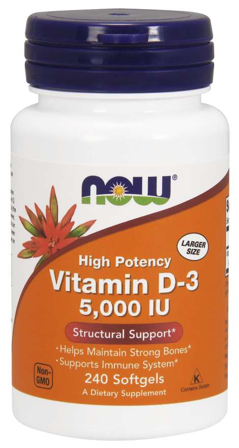 Vitamin D-3 5000 IU, 240 softgels , Brand_NOW Foods