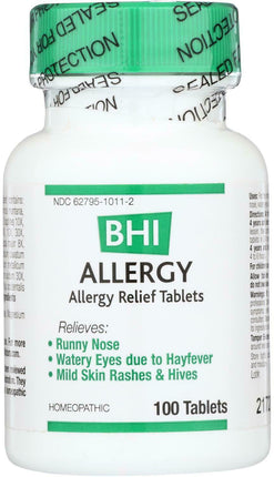 Allergy - Allergy Relief Tablets, 100 Tablets , Brand_Bhi Flavor_Unflavored Form_Tablets Size_100 Count
