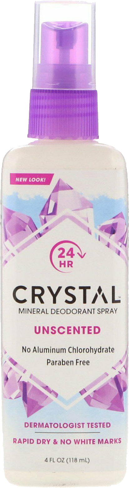24-Hour Crystal Mineral Deoderant Spray, Unscented, 4 Fl Oz (118 mL) Liquid , Brand_Crystal Deodorants Form_Liquid Size_4 Fl Oz