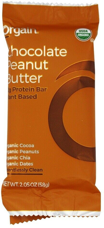12 g Organic Plant Based Protein Bar, Peanut Butter Flavor, 2.05 Oz (58 g) Bar , Brand_Orgain Flavor_Peanut Butter Form_Bar Potency_12 g Size_2.05 Oz