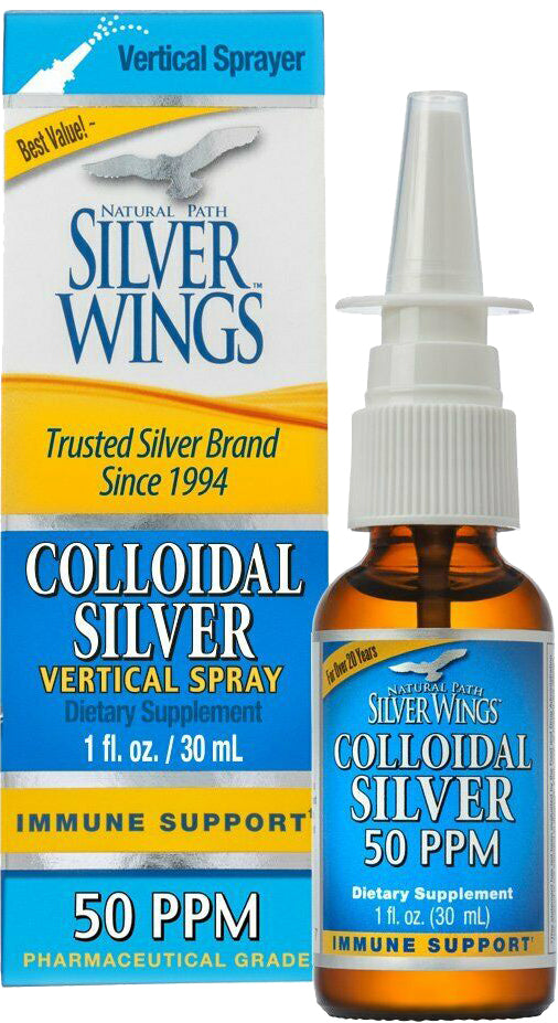 Colloidal Silver Mineral, 50 PPM, 1 Fl Oz (30 mL) Spray , Brand_Silver Wings Form_Spray Size_1 Fl Oz