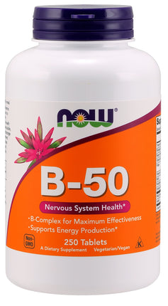 Vitamin B-50, 250 Tablets , Brand_NOW Foods Form_Tablets Size_250 Tabs