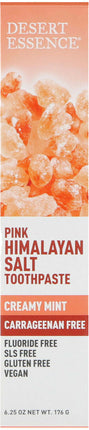 Pink Himalayan Salt Fluoride-Free Toothpaste, Creamy Mint Flavor, 6.25 Oz (176 g) Toothpaste