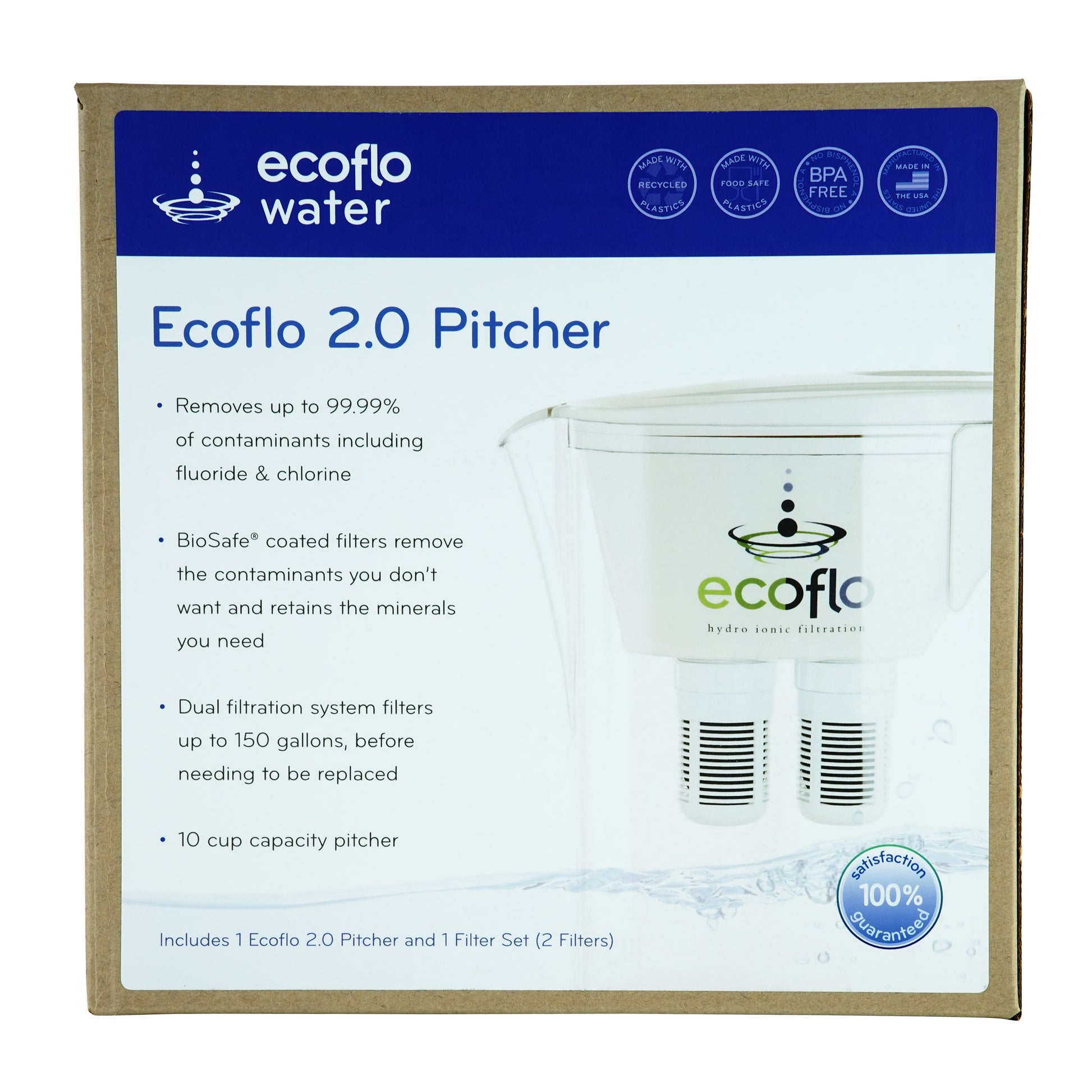 Ecoflo 2.0 Pitcher , Brand_Ecoflo Water Form_Pitcher Size_1 Count